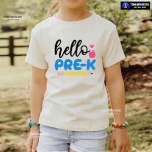 Hello Pre-K Pre-Kindergarten Apple Pencil Heart Back To School T-Shirt