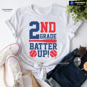 2nd Grade Batter Up Baseball Second Grade Student Back To School T-Shirt