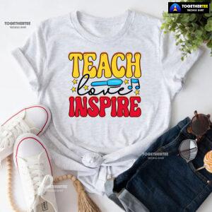 Teach Love Inspire Teacher Pen Star Musical Note Back To School T-Shirt