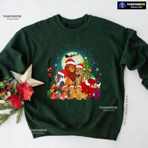 The Lion King Characters Santa Claus Sleigh Christmas Sweatshirt