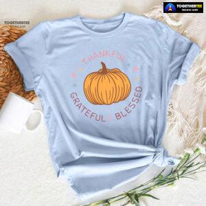 Thankful Grateful Blessed Pumpkin T-Shirt