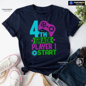 4th Grade Player 1 Start Game Console Student Back To School T-Shirt