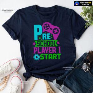 Preschool Player 1 Start Game Console Student Back To School T-Shirt