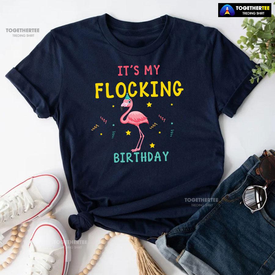 5-navy-flm231103am95 Flamingo It's My Flocking Birthday T-Shirt
