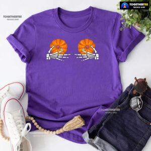 Skeleton Hands Pumpkin Boobs T-Shirt
