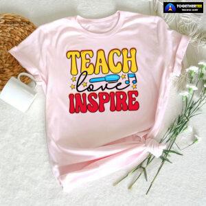 Teach Love Inspire Teacher Pen Star Musical Note Back To School T-Shirt
