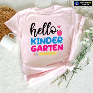 Hello Kindergarten Apple Pencil Heart Back To School T-Shirt