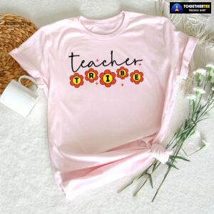 Teacher Tribe Orange Flowers Back To School T-Shirt