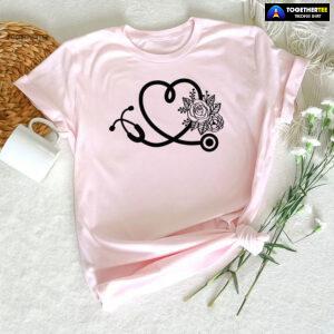 Stethoscope With Flower Nurse Life T-Shirt