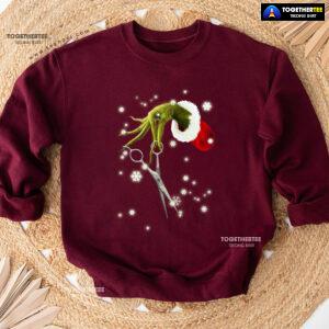 Grinch Hand Scissors Hairstylist How The Grinch Stole Christmas Sweatshirt