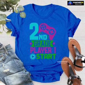 2nd Grade Player 1 Start Game Console Student Back To School T-Shirt
