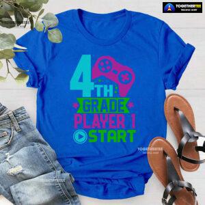 4th Grade Player 1 Start Game Console Student Back To School T-Shirt