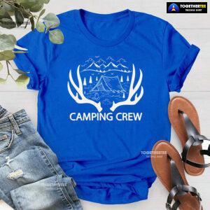 Camping Crew Tent Campfire Deer Antlers T-Shirt