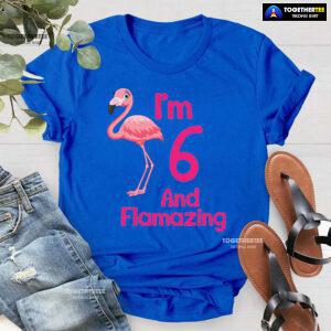 I Am 6 And Flamazing Flamingo 6th Birthday T-Shirt