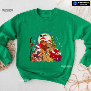 The Lion King Characters Santa Claus Sleigh Christmas Sweatshirt
