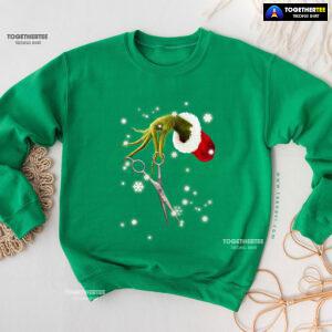 Grinch Hand Scissors Hairstylist How The Grinch Stole Christmas Sweatshirt