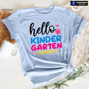 Hello Kindergarten Apple Pencil Heart Back To School T-Shirt
