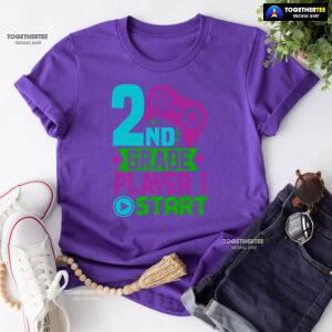 2nd Grade Player 1 Start Game Console Student Back To School T-Shirt