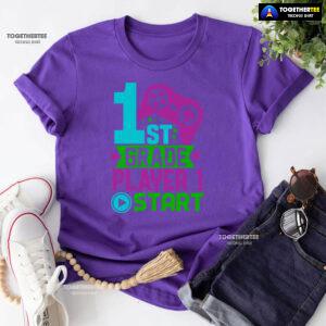 1st Grade Player 1 Start Game Console Student Back To School T-Shirt