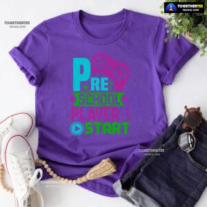 Preschool Player 1 Start Game Console Student Back To School T-Shirt