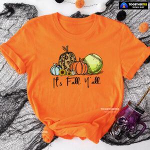 Halloween It’s Fall Y’All Pumpkin Softball T-Shirt