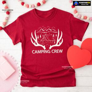Camping Crew Tent Campfire Deer Antlers T-Shirt