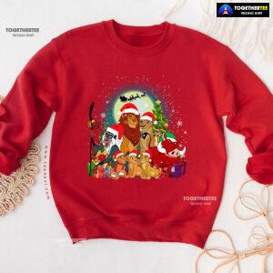 The Lion King Characters Santa Claus Sleigh Christmas Sweatshirt