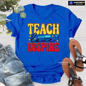 Teach Love Inspire Teacher Pen Star Musical Note Back To School T-Shirt