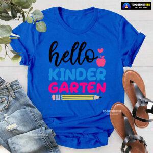 Hello Kindergarten Apple Pencil Heart Back To School T-Shirt