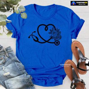 Stethoscope With Flower Nurse Life T-Shirt