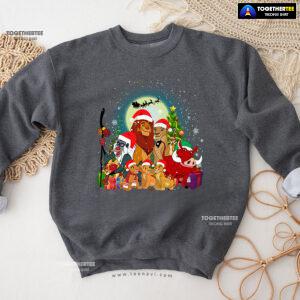 The Lion King Characters Santa Claus Sleigh Christmas Sweatshirt