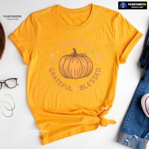 Thankful Grateful Blessed Pumpkin T-Shirt