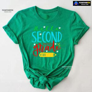Hello Second Grade 2nd Grade Student Crayon Star Heart Back To School T-Shirt