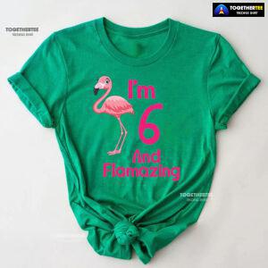 I Am 6 And Flamazing Flamingo 6th Birthday T-Shirt