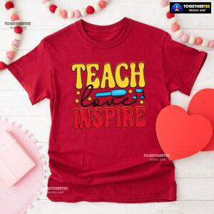 Teach Love Inspire Teacher Pen Star Musical Note Back To School T-Shirt