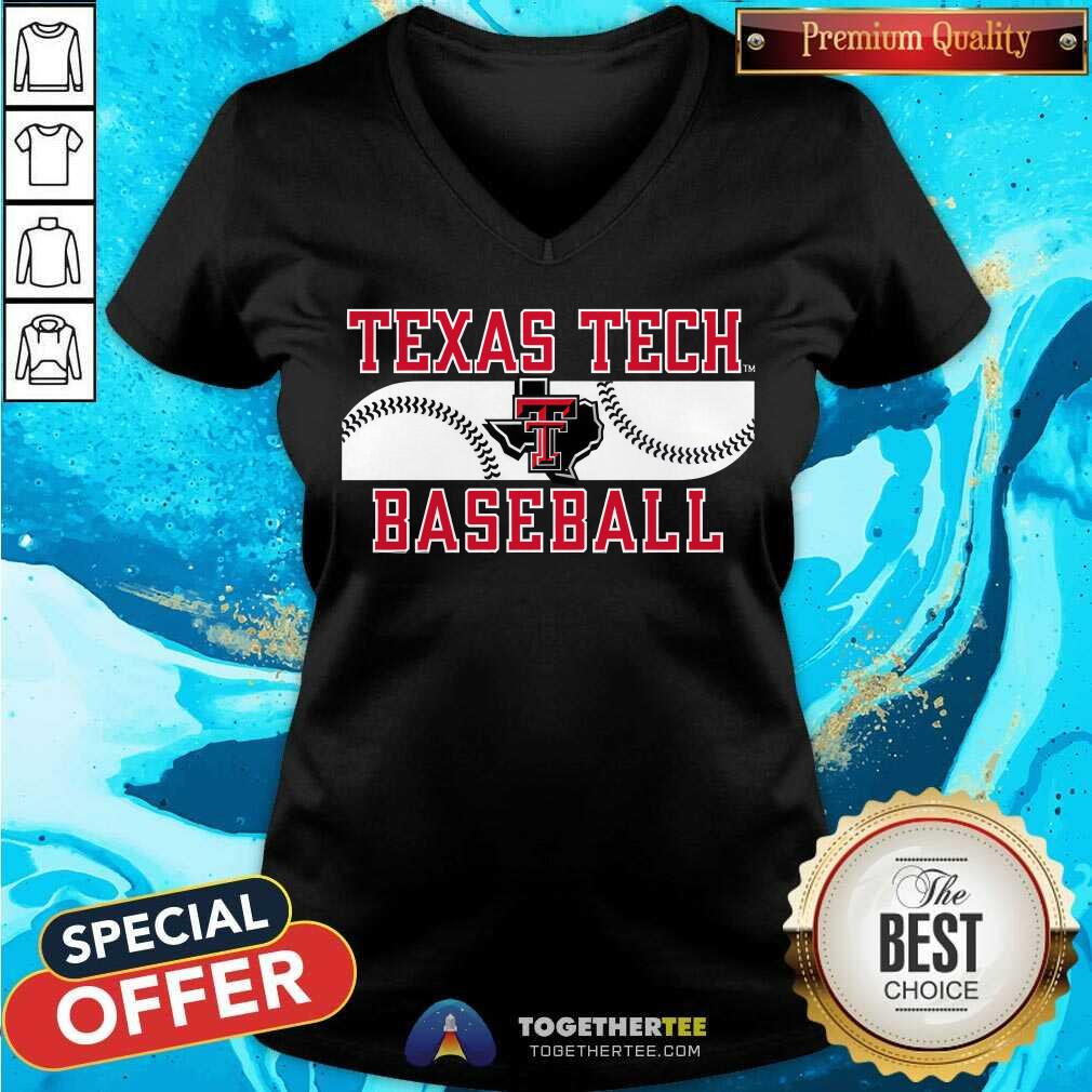 Texas Tech Texas Map Baseball v-neck