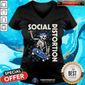 Social Distortion Skateboard Skeleton v-neck