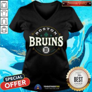 Official Boston Bruins Black St. Patrick's Day Lucky V-neck