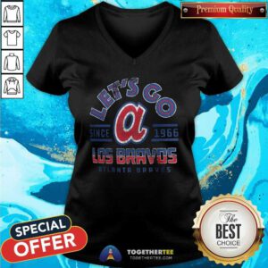 Nice Let's Go Los Bravos Atlanta Braves Est 1966 V-neck