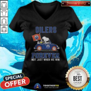 Peanuts Snoopy And Woodstock Edmonton Oilers Forever Not Just When We Win V-neck