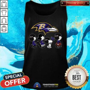 The Peanuts Snoopy And Friends Cheer For The Baltimore Ravens NFL Tank-top