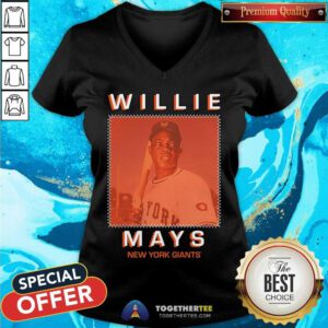 Great Willie Mays Black New York Giants Cooperstown V-neck