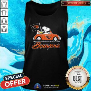 Awesome Snoopy And Woodstock Drives Car Oregon State Beavers Flag Tank-top