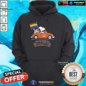 Good Snoopy And Woodstock Drives Car San Francisco Giants Pride Flag Hoodie