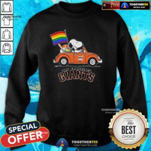 Good Snoopy And Woodstock Drives Car San Francisco Giants Pride Flag Sweatshirt