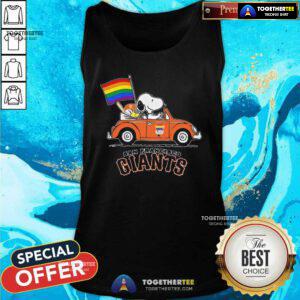 Good Snoopy And Woodstock Drives Car San Francisco Giants Pride Flag Tank-top