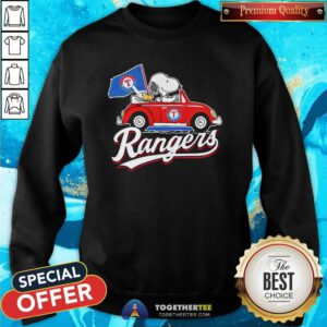 Official Snoopy Drives Car With Texas Rangers Flag Sweatshirt