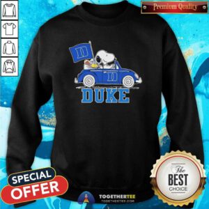 Pretty Snoopy Drives Car With Duke Blue Devils Flag Sweatshirt