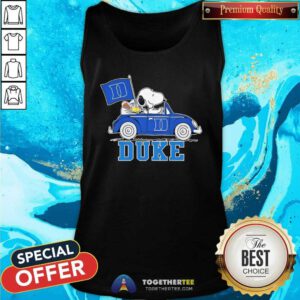 Pretty Snoopy Drives Car With Duke Blue Devils Flag Tank-top
