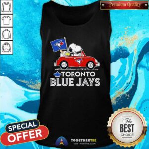 Top Snoopy And Woodstock Driving Car Toronto Blue Jays Tank-top